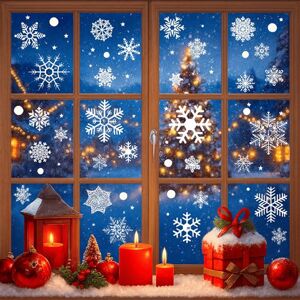 Kerststickers - 9 decoratieve platen in de vorm van sneeuwvlokken en sterren voor ramen, spiegels en koelkasten - herbruikbare elektrostatische kerstversiering - Phonillico® Kerststickers - 9 decoratieve platen in de vorm van sneeuwvlokken en sterren voor ramen, spiegels en koelkasten - herbruikbare elektrostatische kerstversiering - Phonillico®