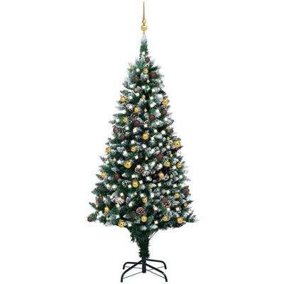 vidaXL Kunstkerstboom met LED's en kerstballen en dennenappels 240 cm vidaXL Kunstkerstboom met LED's en kerstballen en dennenappels 240 cm