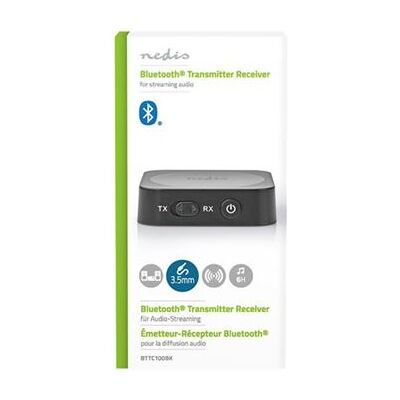 Nedis BTTC100BK - Bluetooth draadloze audio-ontvanger / zender voor koptelefoon, luidspreker, TV, mobiele telefoon, tablet - zwart Nedis BTTC100BK - Bluetooth draadloze audio-ontvanger / zender voor koptelefoon, luidspreker, TV, mobiele telefoon, tablet - zwart