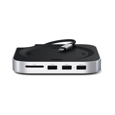 Satechi Standaard en hub voor Mac Mini M4 met SSD-behuizing Zilver Satechi Standaard en hub voor Mac Mini M4 met SSD-behuizing Zilver