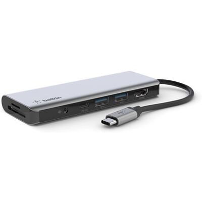 Belkin USB-C Adapter Multiport 7-in-1 Grijs Belkin USB-C Adapter Multiport 7-in-1 Grijs