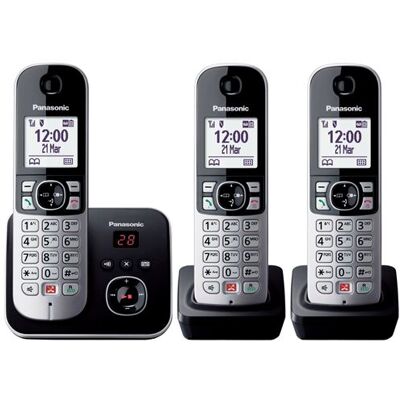 Panasonic Draadloze Telefoon Kx-tg6863 Trio Zwart & Zilver Panasonic Draadloze Telefoon Kx-tg6863 Trio Zwart & Zilver