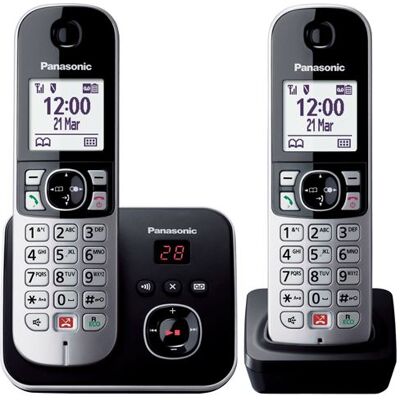 Panasonic Draadloze telefoon KX-TG6862 Duo Zwart en Zilver Panasonic Draadloze telefoon KX-TG6862 Duo Zwart en Zilver