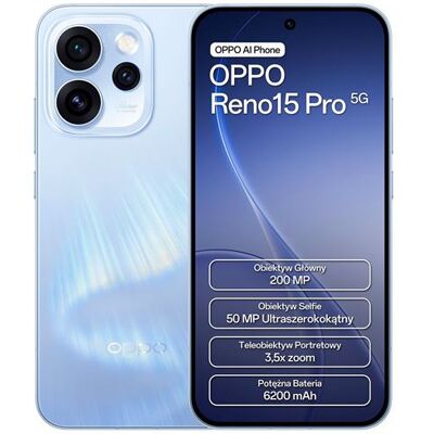 Oppo Reno15 Pro 5G Dual SIM 512 Go 6.32" Aurora Blue Oppo Reno15 Pro 5G Dual SIM 512 Go 6.32" Aurora Blue