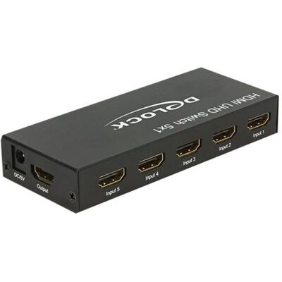 Delock HDMI UHD Switch 5 x HDMI in > 1 x HDMI out 4K - Video/audio-schakelaar - 5 x HDMI - desktop Delock HDMI UHD Switch 5 x HDMI in > 1 x HDMI out 4K - Video/audio-schakelaar - 5 x HDMI - desktop