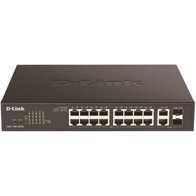 D-Link DGS 1100-18PV2 - Switch - intelligent - 16 x 10/100/1000 (PoE+) + 2 x Gigabit SFP-combinatie - rack-uitvoering - PoE+ (130 W) D-Link DGS 1100-18PV2 - Switch - intelligent - 16 x 10/100/1000 (PoE+) + 2 x Gigabit SFP-combinatie - rack-uitvoering - PoE+ (130 W)