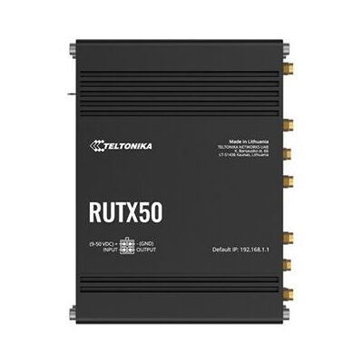 Teltonika RUTX50 - Draadloze router - WWAN 4-poorts switch - DNP3, 1GbE, Modbus - Wi-Fi 5 - Dual Band - 3G, 4G, 5G Teltonika RUTX50 - Draadloze router - WWAN 4-poorts switch - DNP3, 1GbE, Modbus - Wi-Fi 5 - Dual Band - 3G, 4G, 5G