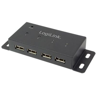 LogiLink - Hub - 4 x USB 2.0 - desktop, wandbevestiging LogiLink - Hub - 4 x USB 2.0 - desktop, wandbevestiging