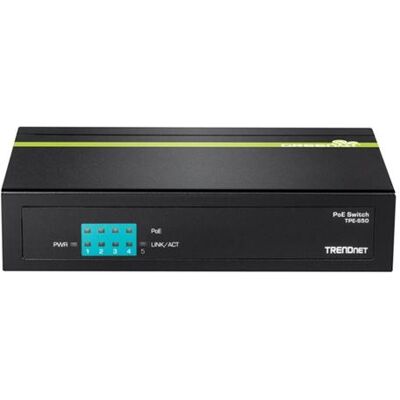 TRENDnet TPE S50 - Switch - onbeheerd - 4 x 10/100 (PoE) + 1 x 10/100 - desktop - PoE (31 W) TRENDnet TPE S50 - Switch - onbeheerd - 4 x 10/100 (PoE) + 1 x 10/100 - desktop - PoE (31 W)
