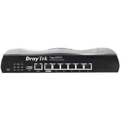 Draytek Vigor 2927L - Router - WWAN 6-poorts schakelaar - 1GbE, PPP - WAN-poorten: 2 Draytek Vigor 2927L - Router - WWAN 6-poorts schakelaar - 1GbE, PPP - WAN-poorten: 2