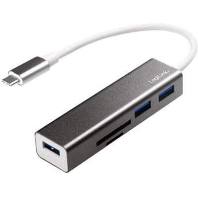 LogiLink USB-C 3-Port Hub with Card Reader - Hub - 3 x SuperSpeed USB 3.0 - desktop LogiLink USB-C 3-Port Hub with Card Reader - Hub - 3 x SuperSpeed USB 3.0 - desktop