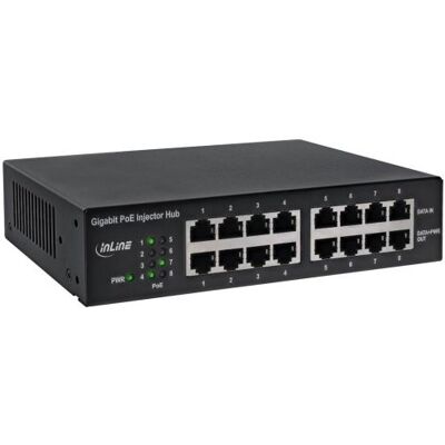 InLine PoE+ Gigabit Network Injector Hub - Switch - 8 x 10/100/1000 (PoE+) - rack-uitvoering (120 W) InLine PoE+ Gigabit Network Injector Hub - Switch - 8 x 10/100/1000 (PoE+) - rack-uitvoering (120 W)