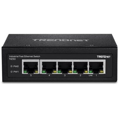 TRENDnet TI-E50 - Switch - onbeheerd - 5 x 10/100 - monteerbaar op DIN-rails, wandbevestiging - gelijkstroom - TAA Compliant TRENDnet TI-E50 - Switch - onbeheerd - 5 x 10/100 - monteerbaar op DIN-rails, wandbevestiging - gelijkstroom - TAA Compliant