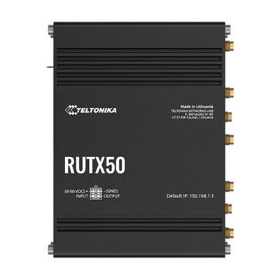 Teltonika RUTX50 - Draadloze router - WWAN 4-poorts switch - 1GbE, DNP3 - Wi-Fi 5 - Dual Band - 3G, 4G, 5G - monteerbaar op DIN-rails, monteerbaar op oppervlak Teltonika RUTX50 - Draadloze router - WWAN 4-poorts switch - 1GbE, DNP3 - Wi-Fi 5 - Dual Band - 3G, 4G, 5G - monteerbaar op DIN-rails, monteerbaar op oppervlak