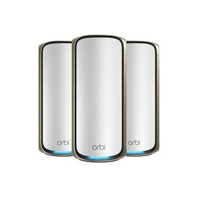 NETGEAR Orbi 970 Series RBE973S - Wifi-systeem - (router, 2 verlengstukken) - tot 8200 vierkante voet - maas 10GbE, 2.5GbE, Wi-Fi 7 Quad-Band NETGEAR Orbi 970 Series RBE973S - Wifi-systeem - (router, 2 verlengstukken) - tot 8200 vierkante voet - maas 10GbE, 2.5GbE, Wi-Fi 7 Quad-Band