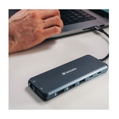 Verbatim - Hub - 2 x HDMI + 1 x VGA + 7 x USB + 1 x 1 Gigabit Ethernet - desktop Verbatim - Hub - 2 x HDMI + 1 x VGA + 7 x USB + 1 x 1 Gigabit Ethernet - desktop