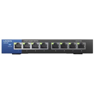 Linksys Business LGS108 - Switch - onbeheerd - 8 x 10/100/1000 - desktop - AC 100/230 V Linksys Business LGS108 - Switch - onbeheerd - 8 x 10/100/1000 - desktop - AC 100/230 V