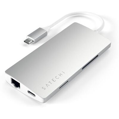 Satechi Adapter Multi-poort Hub USB Type-C 4K 8 en 1 met Ethernet Zilver Satechi Adapter Multi-poort Hub USB Type-C 4K 8 en 1 met Ethernet Zilver