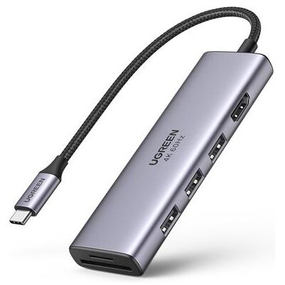UGREEN 6-in-1 multifunctionele USB C-hub Grijs UGREEN 6-in-1 multifunctionele USB C-hub Grijs