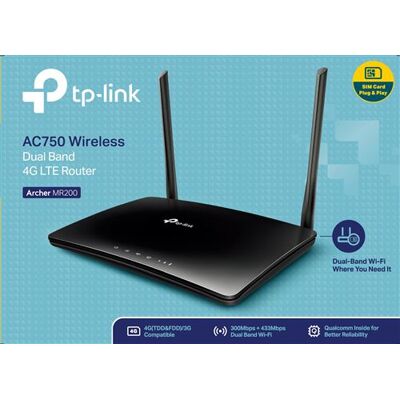 TP-Link Archer MR200 - V4.0 - draadloze router - WWAN - 802.11a/b/g/n/ac - Dual Band TP-Link Archer MR200 - V4.0 - draadloze router - WWAN - 802.11a/b/g/n/ac - Dual Band