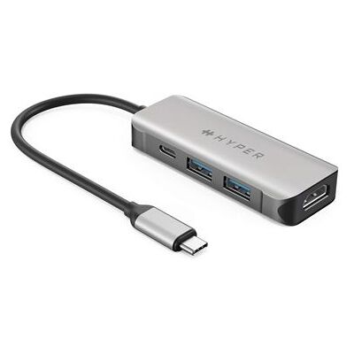 HyperDrive HD41-GL Universele 4-in-1 USB Type-C Hub voor MacBook/Chromebook en PC Grijs HyperDrive HD41-GL Universele 4-in-1 USB Type-C Hub voor MacBook/Chromebook en PC Grijs