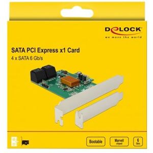 Delock - Controller voor opslag - 4 Kanaal - SATA 6Gb/s - PCIe 2.0 x1 Delock - Controller voor opslag - 4 Kanaal - SATA 6Gb/s - PCIe 2.0 x1