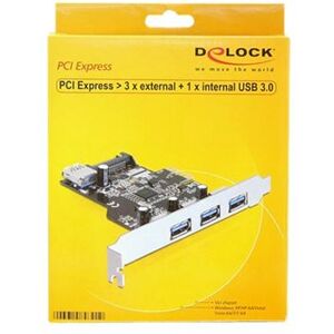 Delock PCI Express Card > 3 x external + 1 x internal USB 3.0 - USB-adapter - PCIe 2.0 - USB, USB 2.0, USB 3.0 - 4 poorten Delock PCI Express Card > 3 x external + 1 x internal USB 3.0 - USB-adapter - PCIe 2.0 - USB, USB 2.0, USB 3.0 - 4 poorten
