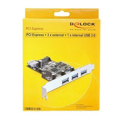 Delock PCI Express Card > 3 x external + 1 x internal USB 3.0 - USB-adapter - PCIe 2.0 - USB, USB 2.0, USB 3.0 - 4 poorten Delock PCI Express Card > 3 x external + 1 x internal USB 3.0 - USB-adapter - PCIe 2.0 - USB, USB 2.0, USB 3.0 - 4 poorten