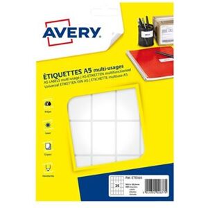 Avery Dennison Avery - Papier - permanente kleeflaag - wit - 38.5 x 26.5 mm 400 etiket(ten) (16 vel(len) x 25 etiketten voor meervoudige doeleinden Avery Dennison Avery - Papier - permanente kleeflaag - wit - 38.5 x 26.5 mm 400 etiket(ten) (16 vel(len) x 25 etiketten voor meervoudige doeleinden