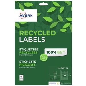 Avery Recycled Labels - Gerecycled papier - permanente kleeflaag - wit - 99.1 x 33.9 mm 240 etiket(ten) (15 vel(len) x 16 etiketten Avery Recycled Labels - Gerecycled papier - permanente kleeflaag - wit - 99.1 x 33.9 mm 240 etiket(ten) (15 vel(len) x 16 etiketten
