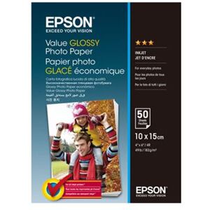 Epson Value - Glanzend - 100 x 150 mm - 183 g/m² - 50 vel(len) fotopapier - voor Epson L382, L386, L486; Expression Home HD XP-15000; Expression Premium XP-900 Epson Value - Glanzend - 100 x 150 mm - 183 g/m² - 50 vel(len) fotopapier - voor Epson L382, L386, L486; Expression Home HD XP-15000; Expression Premium XP-900