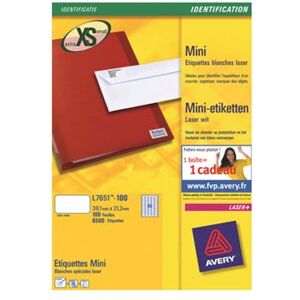 Avery Mini Laser Labels - Papier - permanente kleeflaag - wit - 22 x 12.7 mm 1200 etiket(ten) (25 vel(len) x 48 etiketten Avery Mini Laser Labels - Papier - permanente kleeflaag - wit - 22 x 12.7 mm 1200 etiket(ten) (25 vel(len) x 48 etiketten