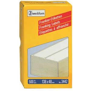 Avery Dennison Avery Franking Labels - Permanente kleeflaag - wit - 138 x 48 mm 500 etiket(ten) (250 vel(len) x 2 permanent klevende frankeeretiketten Avery Dennison Avery Franking Labels - Permanente kleeflaag - wit - 138 x 48 mm 500 etiket(ten) (250 vel(len) x 2 permanent klevende frankeeretiketten