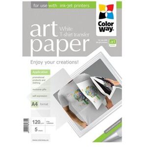ColorWay ART T-shirt transfer - Wit - A4 (210 x 297 mm) - 120 g/m² - 5 vel(len) fotopapier ColorWay ART T-shirt transfer - Wit - A4 (210 x 297 mm) - 120 g/m² - 5 vel(len) fotopapier