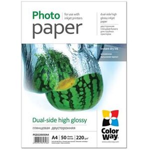 ColorWay - Hoogglans - A4 (210 x 297 mm) - 220 g/m² - 50 vel(len) fotopapier ColorWay - Hoogglans - A4 (210 x 297 mm) - 220 g/m² - 50 vel(len) fotopapier