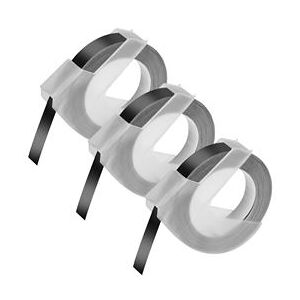 Set van 3 zwarte 3D-markeringslinten met reliëf compatibel met Dymo Omega/Junior/Organizer/Caption/Motex E-101/E303 - Label 520109 9 mm x 3 m Phonillico® Set van 3 zwarte 3D-markeringslinten met reliëf compatibel met Dymo Omega/Junior/Organizer/Caption/Motex E-101/E303 - Label 520109 9 mm x 3 m Phonillico®