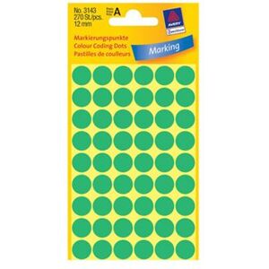 Avery Zweckform - Groen - 12 mm rond 270 etiket(ten) (5 vel(len) x 54 ronde labels Avery Zweckform - Groen - 12 mm rond 270 etiket(ten) (5 vel(len) x 54 ronde labels
