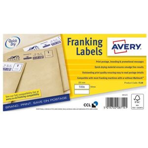 Avery Franking Labels - Permanente kleeflaag - wit - 155 x 40 mm 500 etiket(ten) (250 vel(len) x 2 frankeeretiketten Avery Franking Labels - Permanente kleeflaag - wit - 155 x 40 mm 500 etiket(ten) (250 vel(len) x 2 frankeeretiketten