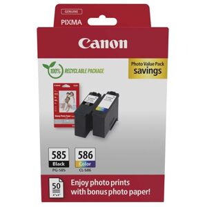 Pack Canon PG-585 en CL-586 PVP SEC inktpatronen + 50 vellen GP-501 10x15cm fotopapier Pack Canon PG-585 en CL-586 PVP SEC inktpatronen + 50 vellen GP-501 10x15cm fotopapier