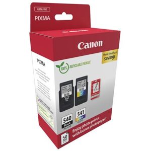 Set van 2 Canon Pixma PG540 en CL541 zwarte en gekleurde inktcartridges + 50 vellen fotopapier Set van 2 Canon Pixma PG540 en CL541 zwarte en gekleurde inktcartridges + 50 vellen fotopapier