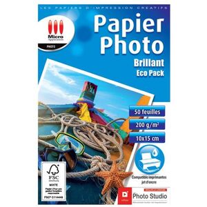 Eco-pakket van 50 vellen glanzend fotopapier 10 x 15 cm Micro Application Wit Eco-pakket van 50 vellen glanzend fotopapier 10 x 15 cm Micro Application Wit
