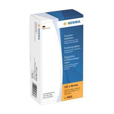 HERMA Franking labels - Papier - mat - zelf-klevende laag - wit - 157 x 40 mm 500 etiket(ten) (500 vel(len) x 1 etiketten HERMA Franking labels - Papier - mat - zelf-klevende laag - wit - 157 x 40 mm 500 etiket(ten) (500 vel(len) x 1 etiketten