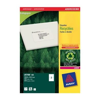 Avery Dennison Avery QuickPEEL Recycled Labels - Permanente kleeflaag - natuurlijk wit - 143.5 x 199.6 mm 200 etiket(ten) (100 vel(len) x 2) adresetiketten Avery Dennison Avery QuickPEEL Recycled Labels - Permanente kleeflaag - natuurlijk wit - 143.5 x 199.6 mm 200 etiket(ten) (100 vel(len) x 2) adresetiketten