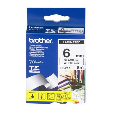 Brother TZ211 - Zwart op wit - Rol (0,6 cm x 8 m) 1 stuks printertape - voor P-Touch PT-1010, 1080, 1090, 1230, 1290, 18, 2100, 2110, 2430, 3600, 7100, 9800, PT-GL-200 Brother TZ211 - Zwart op wit - Rol (0,6 cm x 8 m) 1 stuks printertape - voor P-Touch PT-1010, 1080, 1090, 1230, 1290, 18, 2100, 2110, 2430, 3600, 7100, 9800, PT-GL-200