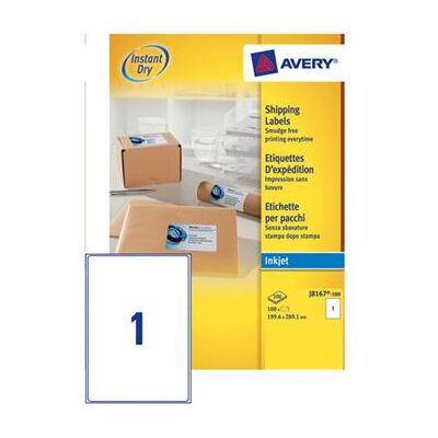 Avery Dennison Avery Inkjet - Wit - 199.6 x 289.1 mm 100 etiket(ten) (100 vel(len) x 1 adresetiketten Avery Dennison Avery Inkjet - Wit - 199.6 x 289.1 mm 100 etiket(ten) (100 vel(len) x 1 adresetiketten
