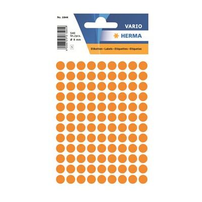 HERMA - Papier - zelf-klevende laag - lichtgevend oranje - 8 mm rond 540 etiket(ten) (5 vel(len) x 108 etiketten HERMA - Papier - zelf-klevende laag - lichtgevend oranje - 8 mm rond 540 etiket(ten) (5 vel(len) x 108 etiketten