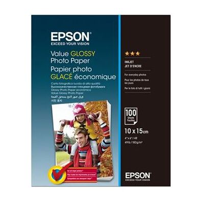 Epson Value - Glanzend - 100 x 150 mm - 183 g/m² - 100 vel(len) fotopapier - voor Epson L382, L386, L486; Expression Home HD XP-15000; Expression Premium XP-900 Epson Value - Glanzend - 100 x 150 mm - 183 g/m² - 100 vel(len) fotopapier - voor Epson L382, L386, L486; Expression Home HD XP-15000; Expression Premium XP-900
