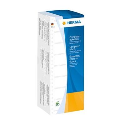 HERMA Computer labels - Papier - mat - permanent zelf-klevend - geperforeerd - wit - 101.6 x 48.4 mm 3000 etiket(ten) doorlopende kettingetiketten HERMA Computer labels - Papier - mat - permanent zelf-klevend - geperforeerd - wit - 101.6 x 48.4 mm 3000 etiket(ten) doorlopende kettingetiketten