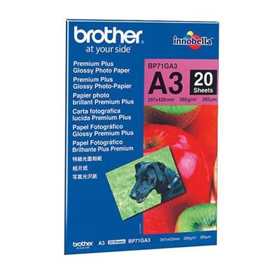 Brother Innobella Premium Plus BP71GA3 - Glanzend - A3 (297 x 420 mm) - 260 g/m² - 20 vel(len) fotopapier - voor Brother HL-J6000, MFC-J2340, J3540, J3940, J5630, J6580, J6583, J6983, J6995, J6997, J6999 Brother Innobella Premium Plus BP71GA3 - Glanzend - A3 (297 x 420 mm) - 260 g/m² - 20 vel(len) fotopapier - voor Brother HL-J6000, MFC-J2340, J3540, J3940, J5630, J6580, J6583, J6983, J6995, J6997, J6999