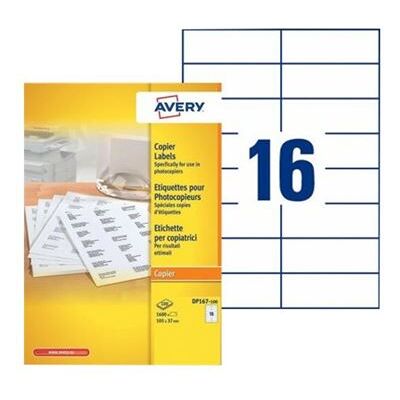 Avery Dennison Avery - Papier - permanente kleeflaag - wit - 105 x 37 mm 1600 etiket(ten) (100 vel(len) x 16 etiketten Avery Dennison Avery - Papier - permanente kleeflaag - wit - 105 x 37 mm 1600 etiket(ten) (100 vel(len) x 16 etiketten
